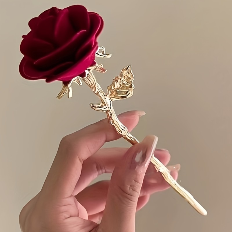 1pc Fashions Red Rose Water Hairpin or Women Party Hair Accessories