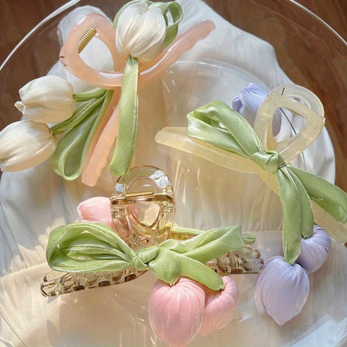 A Sweet, Stylish, And Elegant Tulip Flower Hair Clip That Goes with Everything