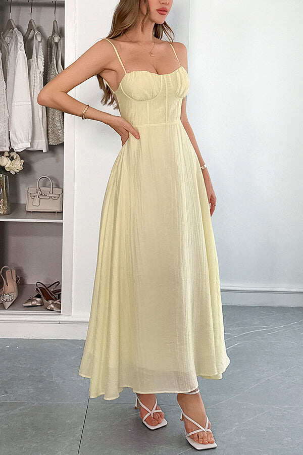 Solid Color Halter Backless Lace-up Holiday Slim Maxi Dress