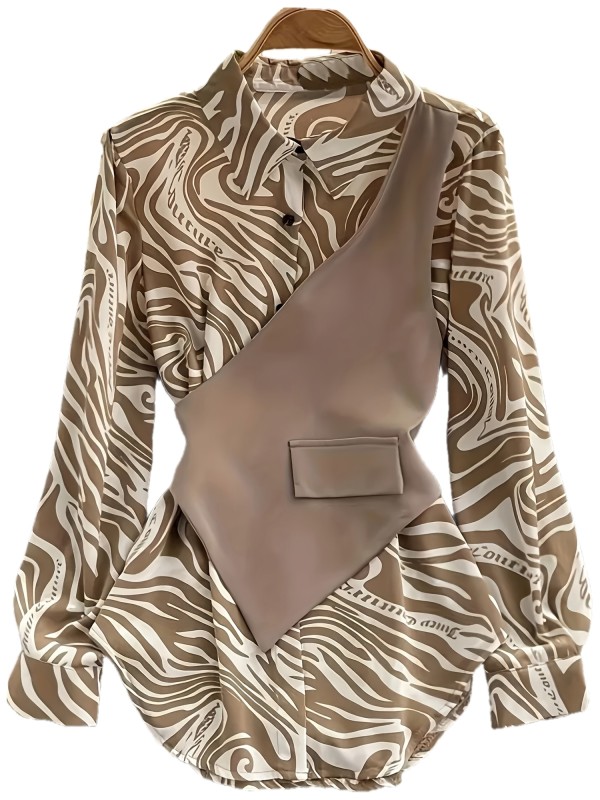 Elegant|Stylish Elegant Stylish Leopard Print 2-in-1 Shirt | Women's All-Season Office Party Top