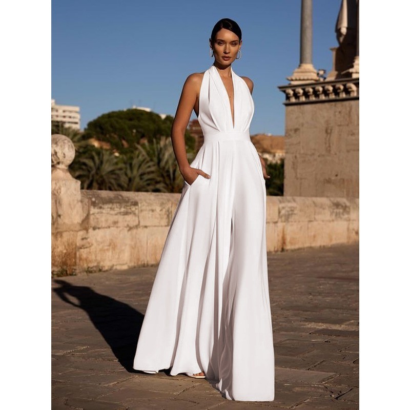 ✨ Corset Halter Backless Jumpsuit Wide Leg Palazzo Party Romper 🔥