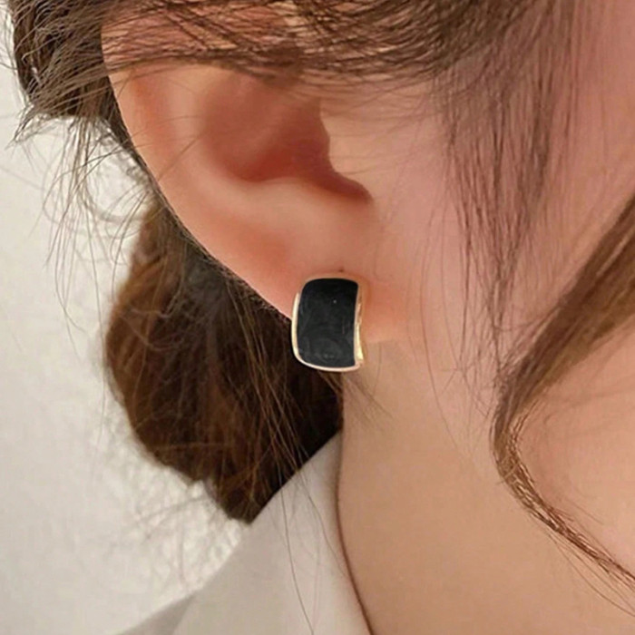 10pcs Vintage Maillard Style Colorful Square Fashion Stud Earrings Set