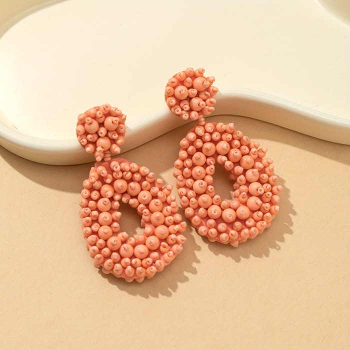 Handmade Beaded Earrings with Rice