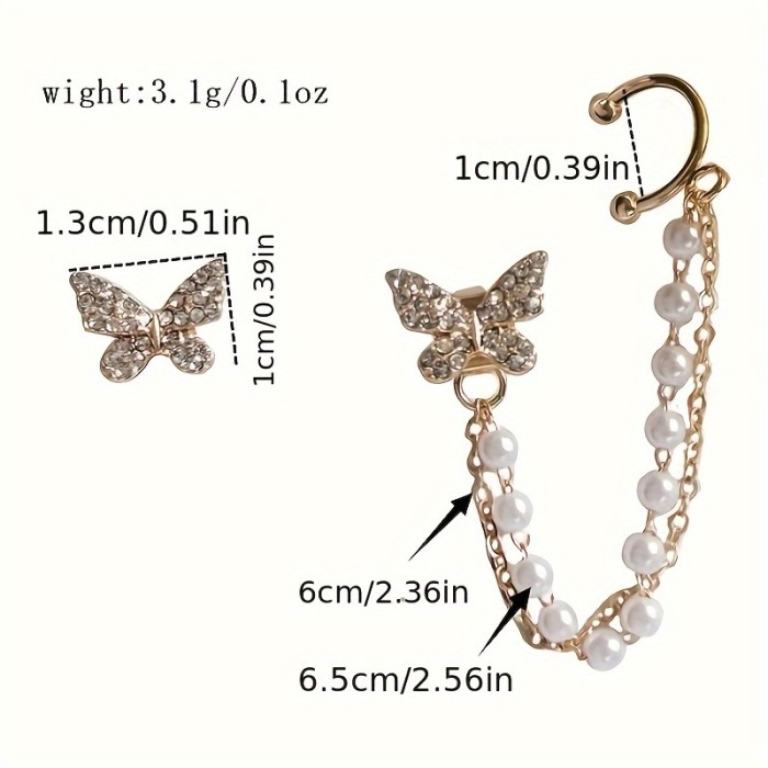 🦋 Butterfly Tassel Ear Clips Simple Chain Design Fairy Earrings For Daily Dates Parties Teen Girls