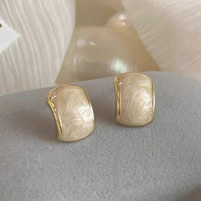 10pcs Vintage Maillard Style Colorful Square Fashion Stud Earrings Set
