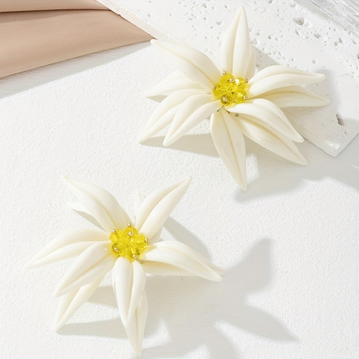 💎 Acrylic Flower Rhinestone Stud Earrings Elegant Fashion For Daily Parties Banquets Gifts