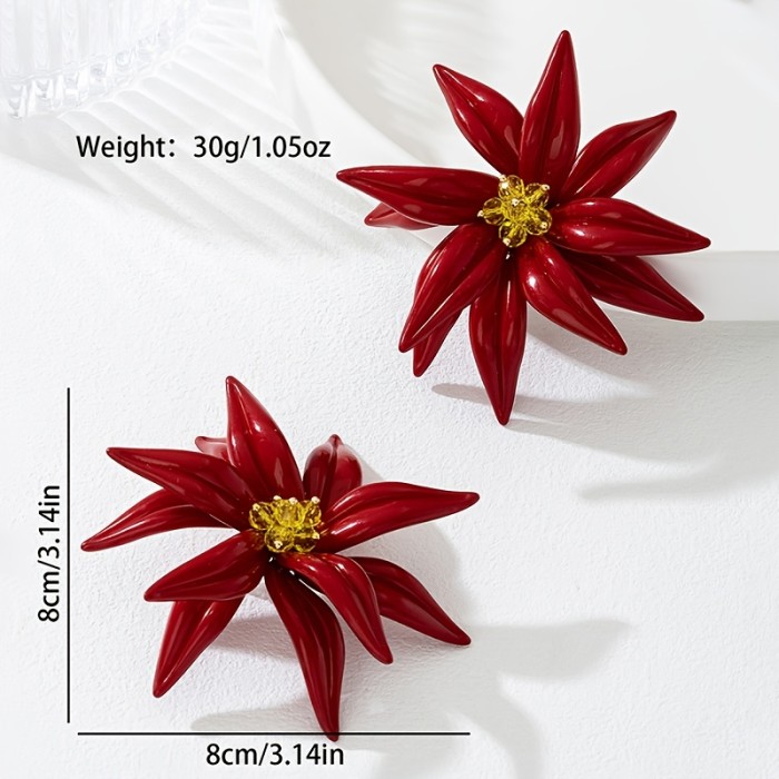💎 Acrylic Flower Rhinestone Stud Earrings Elegant Fashion For Daily Parties Banquets Gifts