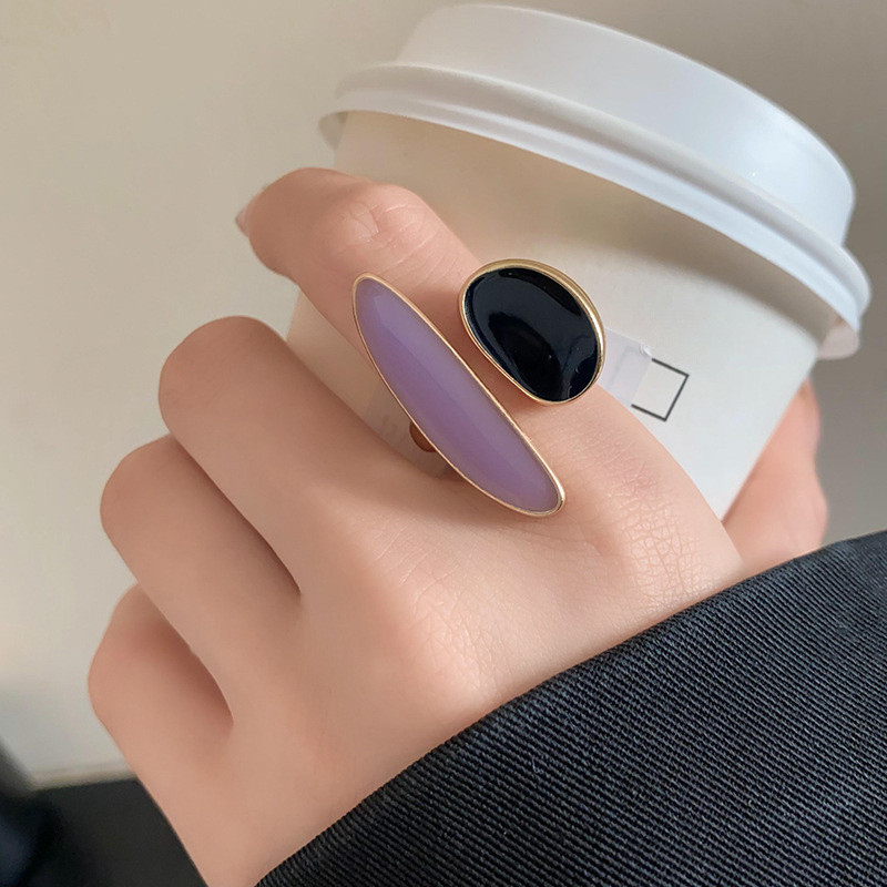 ⚫ Vintage Irregular Oval Open Ring Korean Simple Design Alloy Jewelry For Daily Party Wear