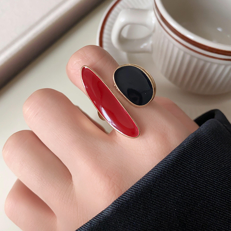 ⚫ Vintage Irregular Oval Open Ring Korean Simple Design Alloy Jewelry For Daily Party Wear