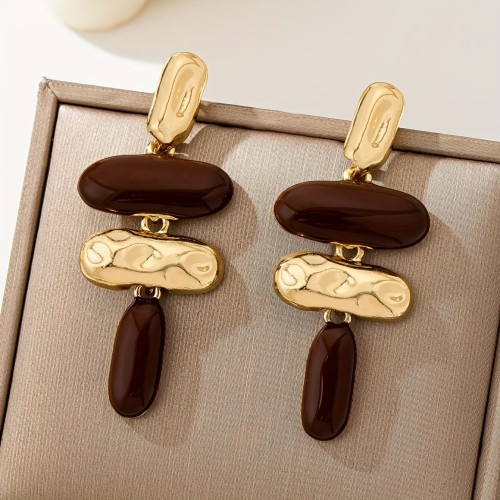 1 Pair of Fashionable, Versatile Vintage Teardrop Geometric Earrings