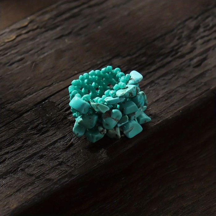 Boho Style Colorful Beaded Finger Ring Women's All-match Finger Jewelry Decor