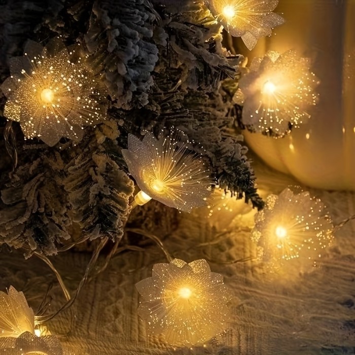 Double-Layer Fiber Optic Flower Decorative Light Strings | Ideal for Valentine'S Day, Space Theme, Party | Battery-Powered (Battery Not Included) | Warm Light, Mother'S Day