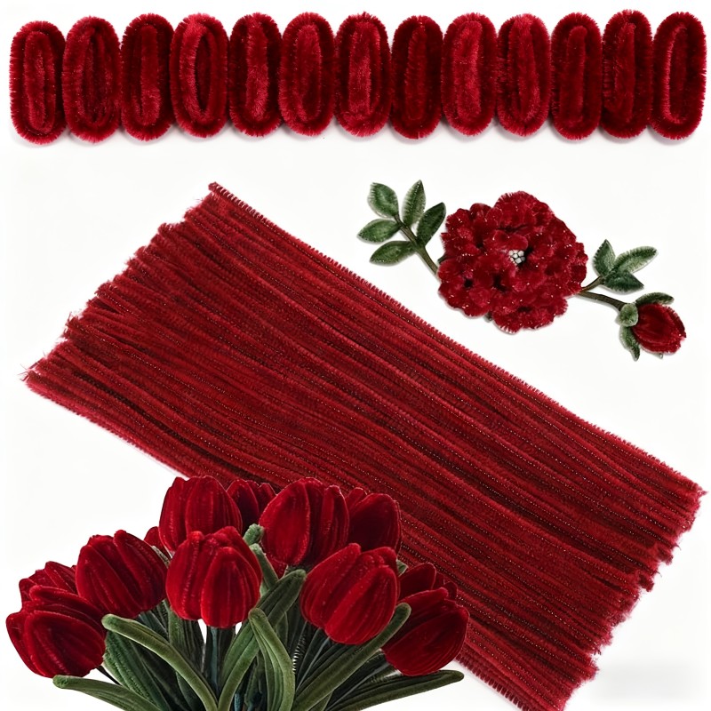 ✨100Pcs Plush Chenille Stems Pipe Cleaner Flowers
