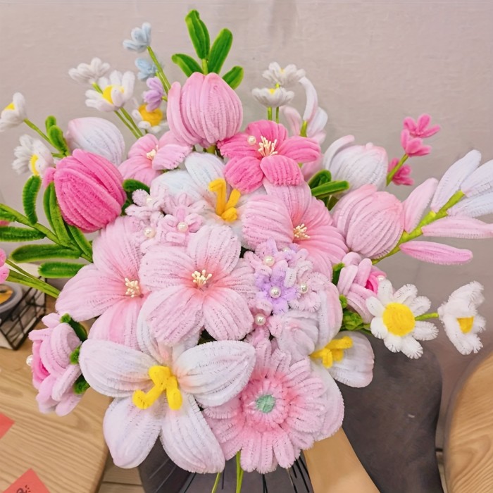 ✨Pipe Cleaner Flowers Mixed Pink Pipe Cleaner Craft Set