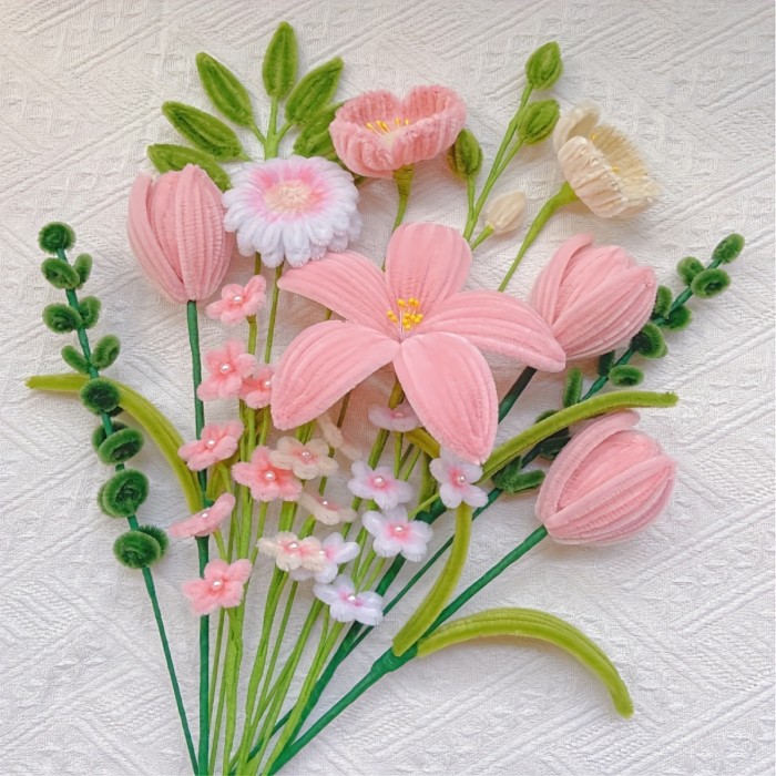 ✨Pipe Cleaner Flowers Mixed Pink Pipe Cleaner Craft Set