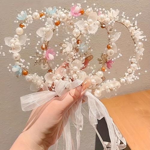 A Pink Super Fairy Sweet Flower Wreath Headband Paired with Party Wedding Headdress Dress up Birthday Princess Head Flower Hair Accessories