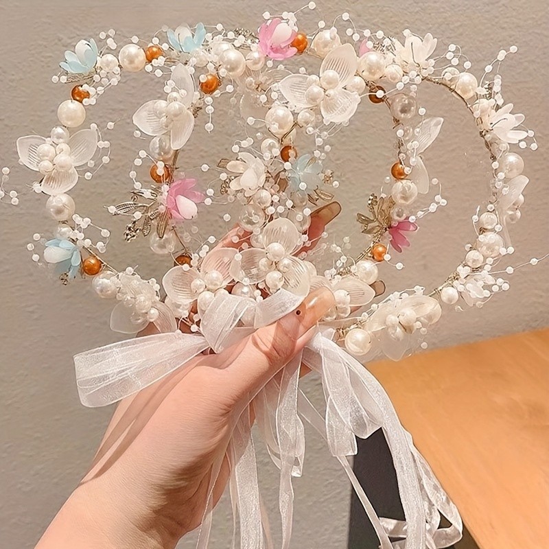 A Pink Super Fairy Sweet Flower Wreath Headband Paired with Party Wedding Headdress Dress up Birthday Princess Head Flower Hair Accessories