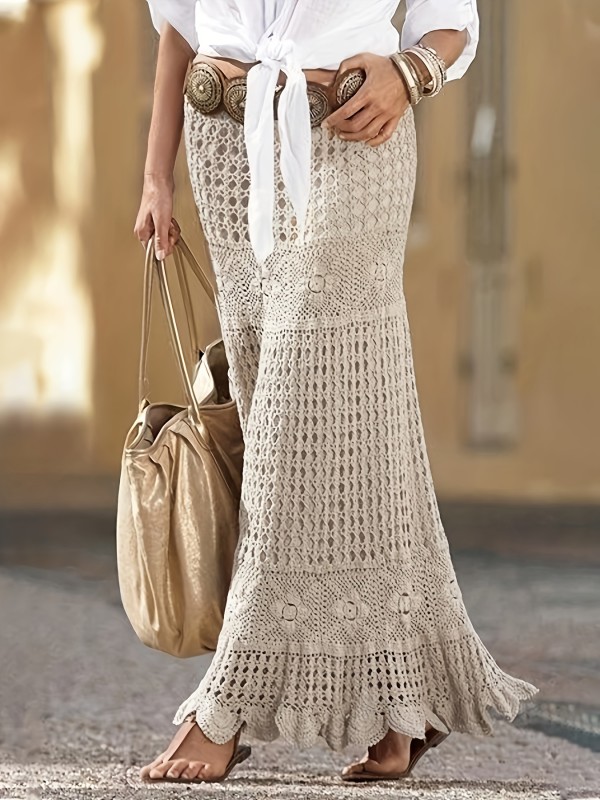 ✨Solid Knit Lace Midi Skirt 🤍