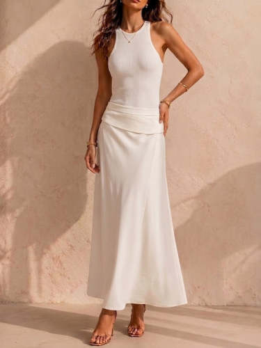 Women's Casual Racerback Top Spliced Dress