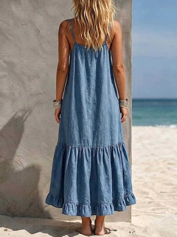 Women's Sleeveless Casual Loose Denim Cami Dress