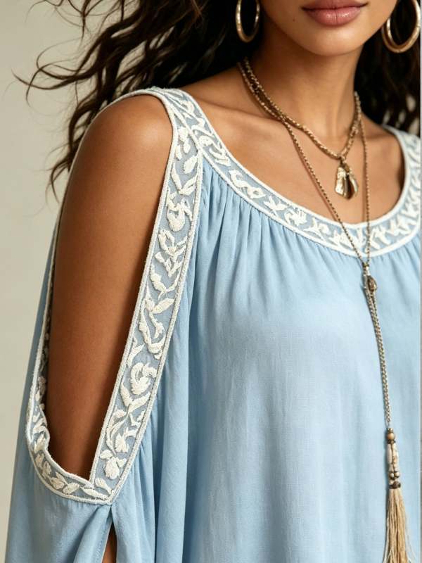 Women's Elegant Vocation Round Neck Loose Batwing Sleeves Maxi Dress