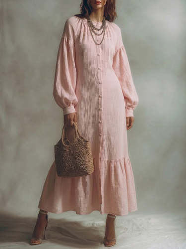 Women's Puff Sleeve Long Dress