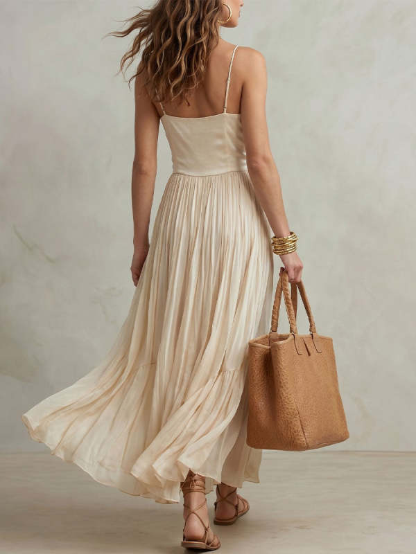 Women's Retro-elegant Ruched Strappy Dress