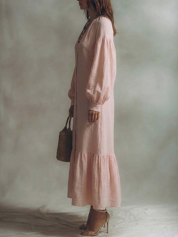 Women's Puff Sleeve Long Dress