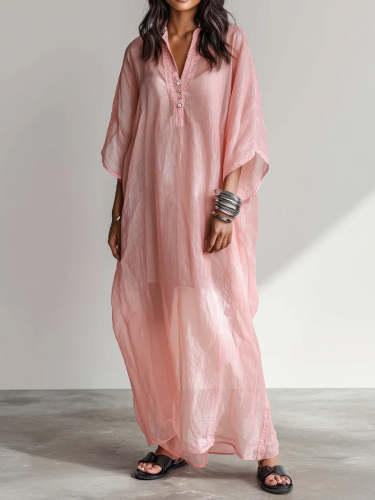 Loose-fit, Casual Tencel-cotton Maxi Dress