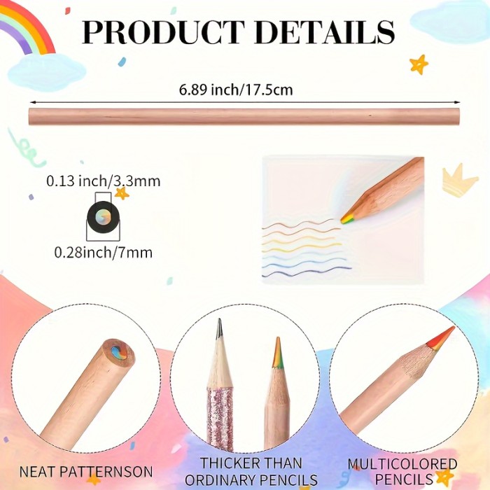10\u002F12pcs Seven Color Rainbow Pen -Used for professional artistic purposes- Multi Color Creative Color Pen Gradual Color Change Mixed Color DIY Color Hand drawn Art Painting Filling Brush Tool Gift Log