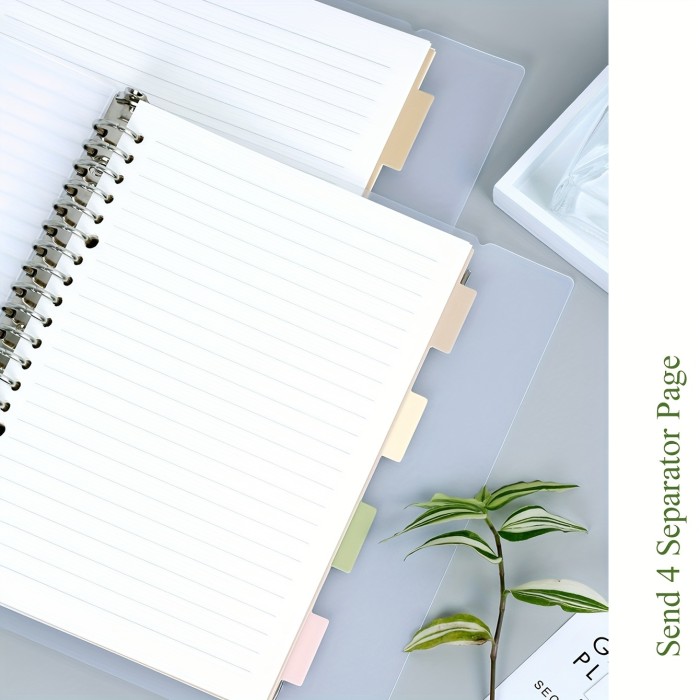 1pc, A5\u002FB5, 54 Sheets, 108 Pages, PP Cover, Removable Clear Coil Loose-leaf Notebook, Horizontal Line, Grid, English, Notepad For Students Or Business, Journal