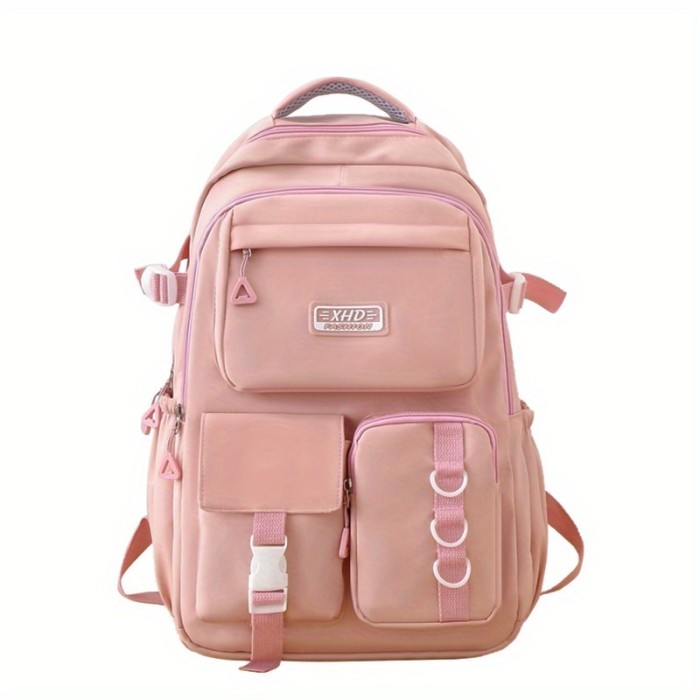 Solid Color Fashion Easy Multifunctional Large Capacity Women'S Backpack High Aesthetic Junior And High School Students' School Commuter Bag