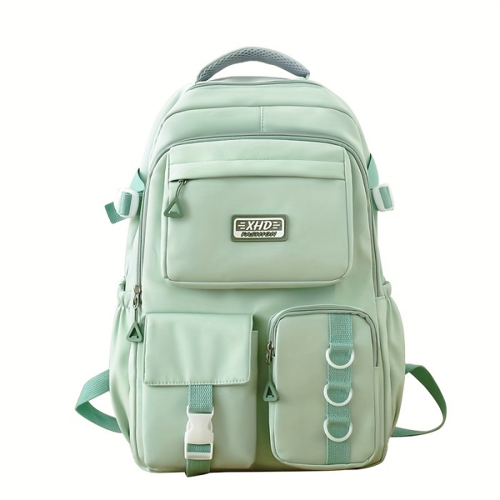 Solid Color Fashion Easy Multifunctional Large Capacity Women'S Backpack High Aesthetic Junior And High School Students' School Commuter Bag