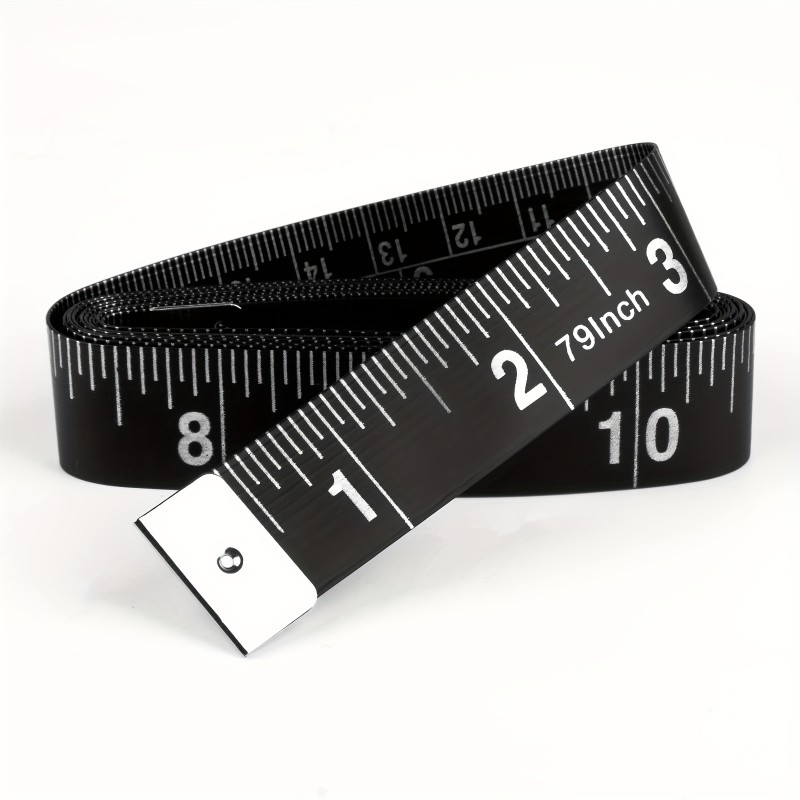 A Black\u002FYellow Measuring Tape Made of PVC Material, Waterproof And Dirt-Resistant, Measuring 200Cm\u002F79 Inches in Length And 2Cm in Width. It Features Exquisite Craftsmanship with Numbers And Is a Double-Sided Tape with Centimeters And Inches. Suitabl