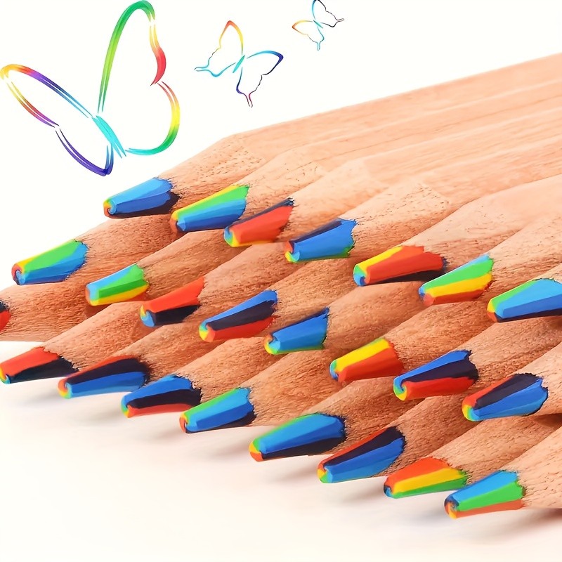 10\u002F12pcs Seven Color Rainbow Pen -Used for professional artistic purposes- Multi Color Creative Color Pen Gradual Color Change Mixed Color DIY Color Hand drawn Art Painting Filling Brush Tool Gift Log