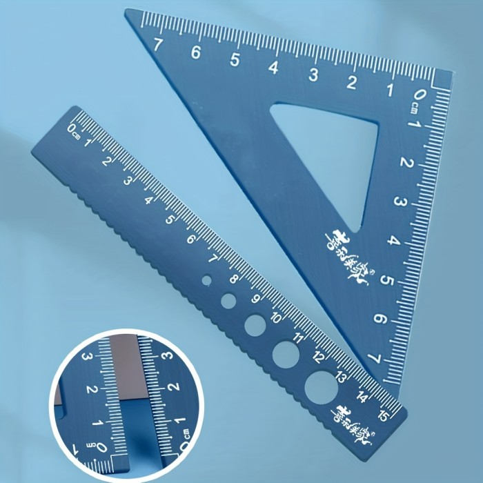 4pcs Metal Drafting Set with Storage Box Students Measure Ruler Set Multi-Function Set