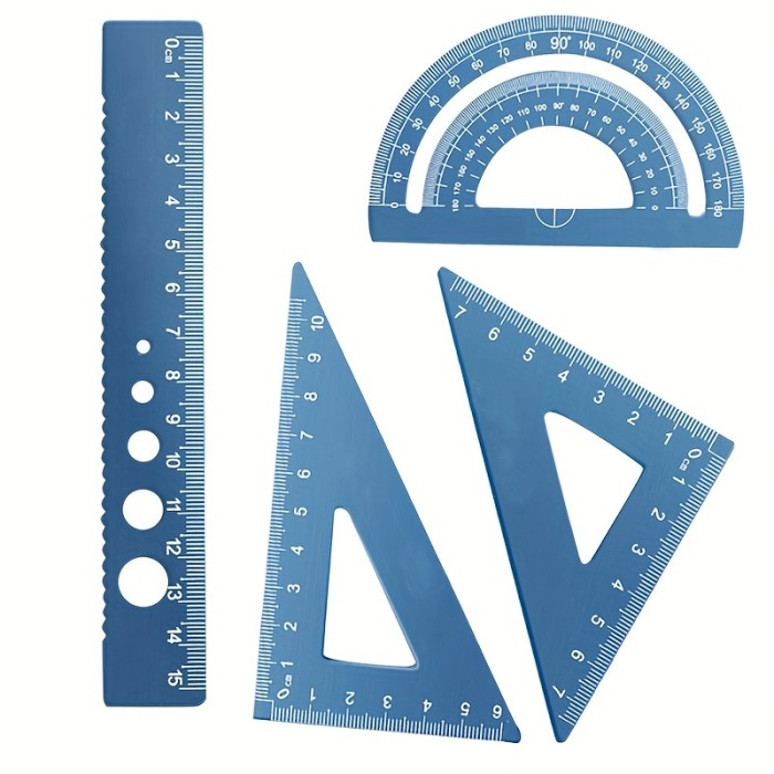 4pcs Metal Drafting Set with Storage Box Students Measure Ruler Set Multi-Function Set