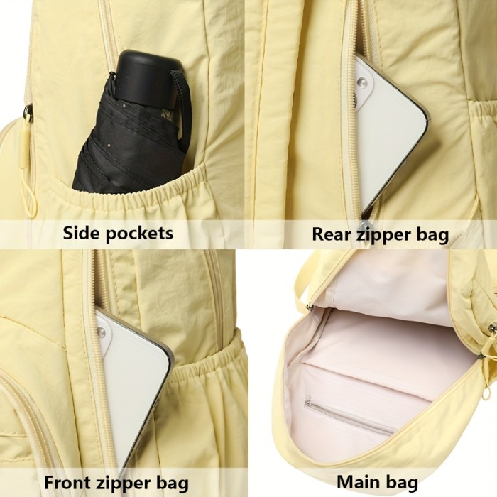 Solid Color Outing \u002F Men Women Backpack \u002F Fashion Casual Lightweight \u002F Multifunctional Large Capacity \u002F College Student Bag