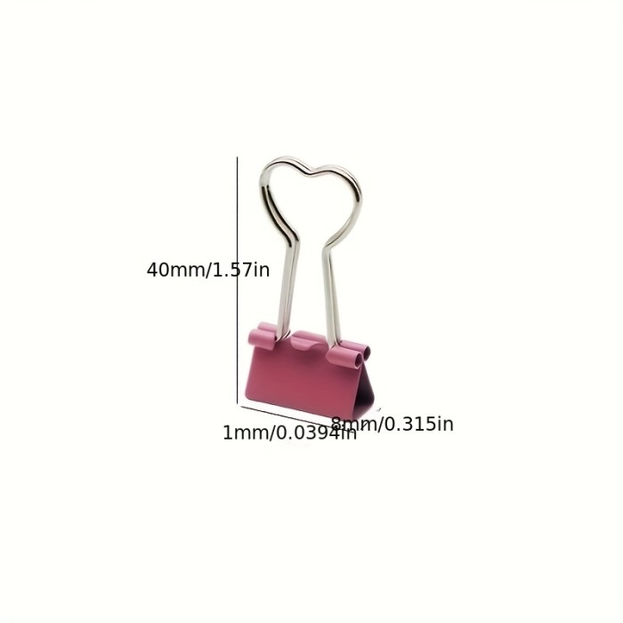 Set of 10 Pink Heart-Shaped Clips with Long Tails, Perfect for Organizing Papers, Notes, Pictures, Receipts, Bookmarks, Documents, Tickets, And Small Items for Use in The Office, Home, School, And Crafting