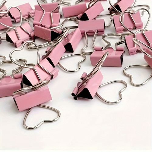 Set of 10 Pink Heart-Shaped Clips with Long Tails, Perfect for Organizing Papers, Notes, Pictures, Receipts, Bookmarks, Documents, Tickets, And Small Items for Use in The Office, Home, School, And Crafting