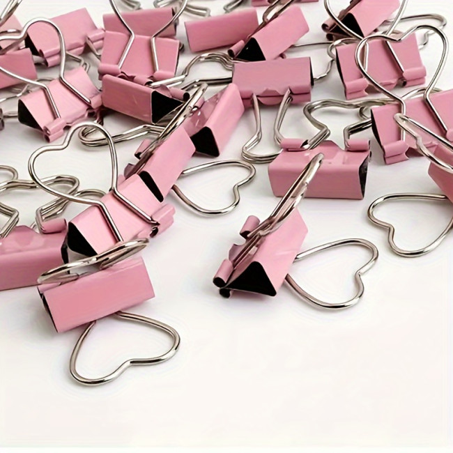 Set of 10 Pink Heart-Shaped Clips with Long Tails, Perfect for Organizing Papers, Notes, Pictures, Receipts, Bookmarks, Documents, Tickets, And Small Items for Use in The Office, Home, School, And Crafting