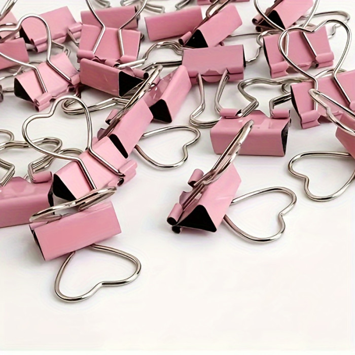 Set of 10 Pink Heart-Shaped Clips with Long Tails, Perfect for Organizing Papers, Notes, Pictures, Receipts, Bookmarks, Documents, Tickets, And Small Items for Use in The Office, Home, School, And Crafting