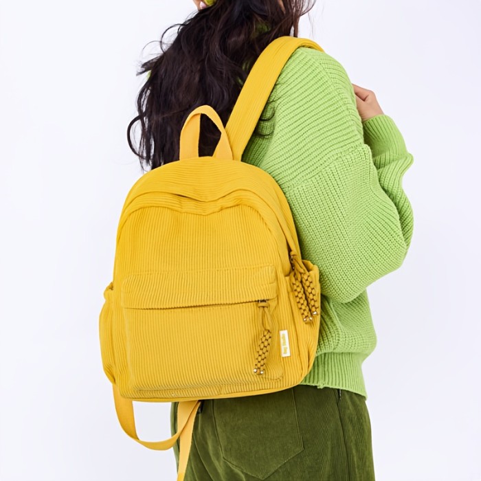 DireeDwen Women's Corduroy Backpack - Small Daypack with Adjustable Straps & Zipper Closure, Corduroy & Handbag for, Travel, Commuting - Casual Handwashable Backpack in \u002F \u002F\u002F, Gou Producer