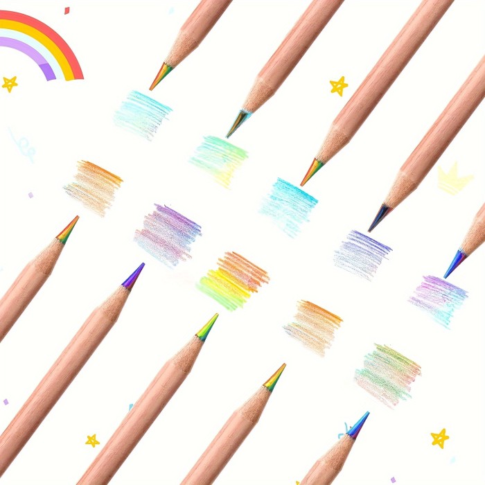 10\u002F12pcs Seven Color Rainbow Pen -Used for professional artistic purposes- Multi Color Creative Color Pen Gradual Color Change Mixed Color DIY Color Hand drawn Art Painting Filling Brush Tool Gift Log