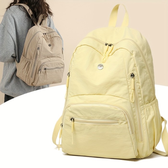Solid Color Outing \u002F Men Women Backpack \u002F Fashion Casual Lightweight \u002F Multifunctional Large Capacity \u002F College Student Bag