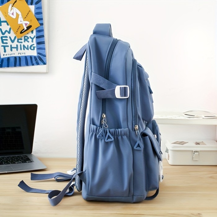 Solid Color Fashion Easy Multifunctional Large Capacity Women'S Backpack High Aesthetic Junior And High School Students' School Commuter Bag