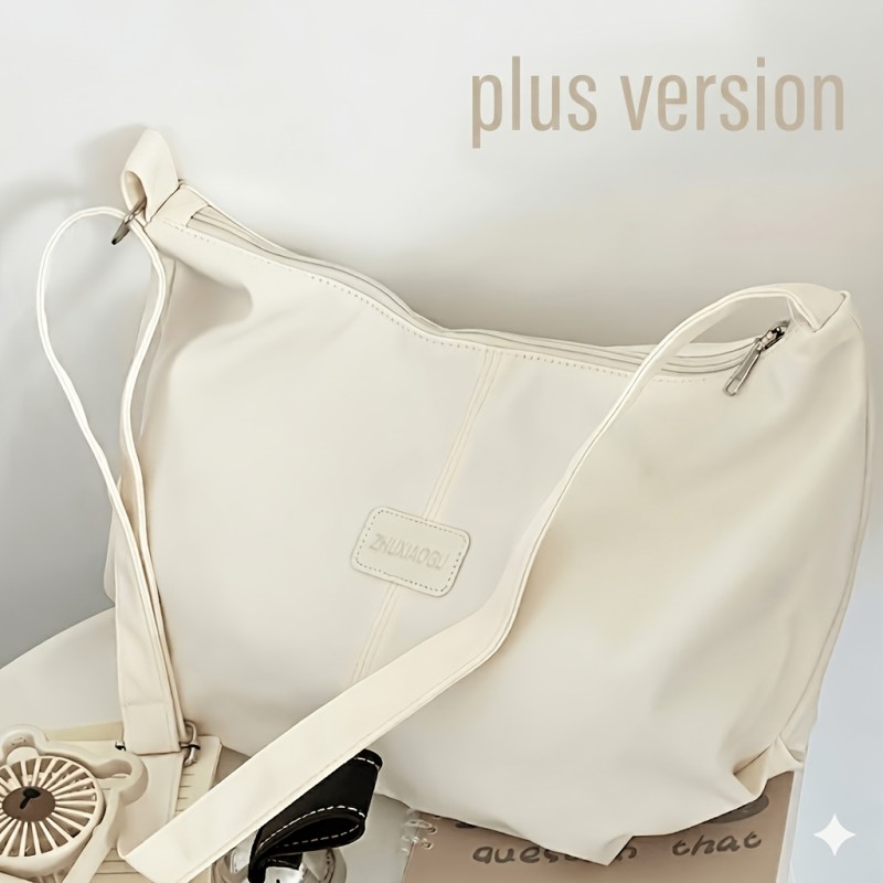 Stylish Autumn\u002FWinter Large-Capacity Dumpling-Style Japanese-Inspired Solid Color Bag for Women, Versatile Nylon Multi-Pocket Shoulder Bag, Crossbody Bag for Students, Commuting, and School
