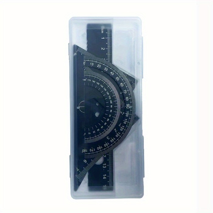 4pcs Metal Drafting Set with Storage Box Students Measure Ruler Set Multi-Function Set