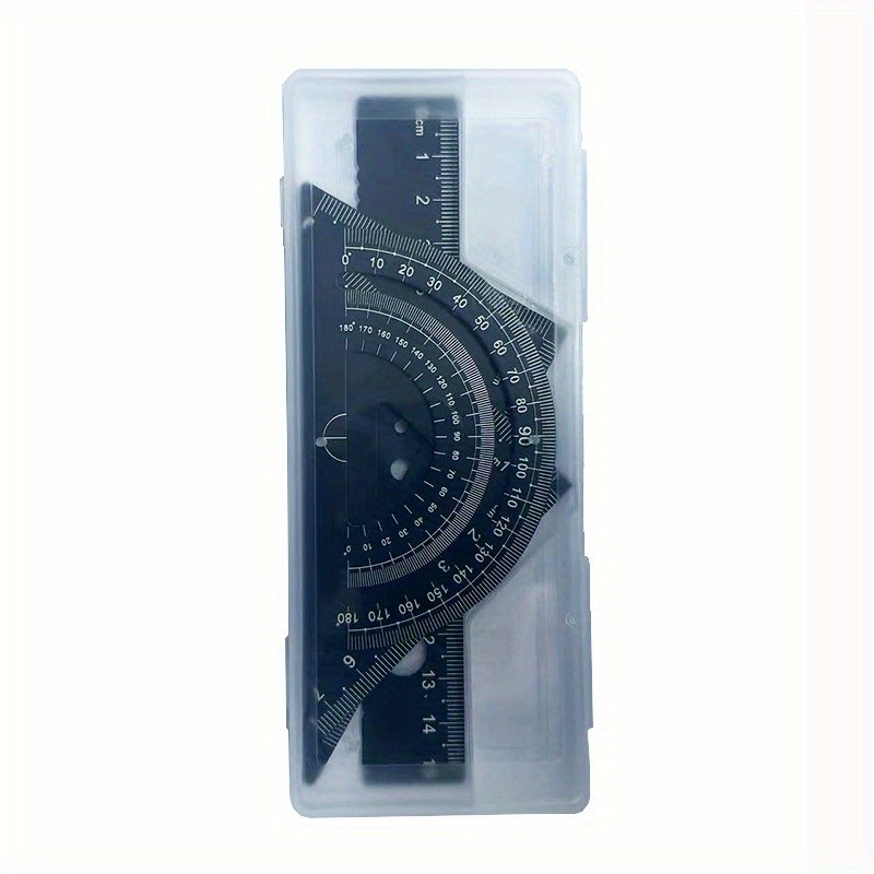 4pcs Metal Drafting Set with Storage Box Students Measure Ruler Set Multi-Function Set