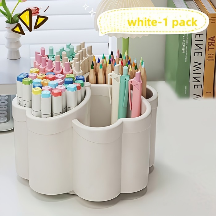 4-compartment Large-capacity Pencil Storage Box, Multifunctional Pen Holder, Desktop Organizer for Office Use, with 4 Compartments, Versatile Cosmetic Storage, Multi-compartment Storage, Simple Design, Ideal for Office and Bedroom